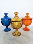 Vintage Viking Glass Epic 6 Petal Mint Jar/candy Dish (set Of 3). Fixed Price $450.00.