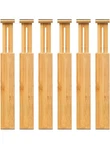 Vaefae 6 Pack Adjustable Bamboo Drawer Dividers, Expandable Organizer. Fixed Price $23.99.
