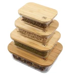De Glass Food Storage Containers With Bamboo Lids 4 Pack (12OZ/21OZ/35OZ. Fixed Price $53.88.