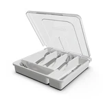 Qinol Silverware Organizer With Cover, Portable Cutlery Holder Flatware White. Fixed Price $42.79.