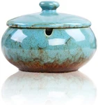Lependor Ceramic Ashtray With Lids, Windproof, Cigarette For Indoor Outdoor. Fixed Price $18.99.