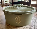 Tupperware Avocado Olive Green Stackable Canister 1204-9 W/ Lid 1205-5- Usa. Fixed Price $9.80.