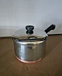Revere 3 Q Copper Bottom Sauce Pan W/ Lid Vintage Stainless Steel Cookware. Fixed Price $18.99.