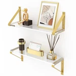 Clear Shelves, Gold Floating Wall Mounted Set Of 2, 8MM Transparent A.... Fixed Price $44.41.