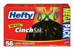 Hefty E85656 Cinchsak Drawstring Trash Bags, 30 Gallon - Black. Fixed Price $18.41.