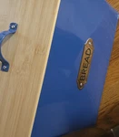Ashland Citrus Kitchen Bread Box Blue Metal W/ Bamboo Handle Lid 15X7X10.6. Fixed Price $30.00.