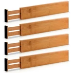 Expandable Bamboo Kitchen Drawer Dividers Organizers Adjustable Set Of 4, 17-22". Fixed Price $24.99.