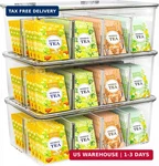 Home - Tea Bag Organizer With Lids, Clear Pantry Storage Box (3 Pack). Fixed Price $36.88.