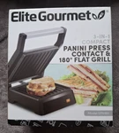 Elite Gourmet 3 Nonstick Panini Press & 180DEGREE Flat Grill EPN160. Fixed Price $24.95.