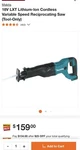 Makita XRJ03Z 18V Cordless Reciprocating Saw - Tool Only. Fixed Price $80.00.