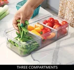 New Idesign Large Fridge Organizer Bin W/ Removable Divider And Lid Closet Toys. Fixed Price $20.00.