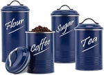 Kitchen Canister Set 4PC Stainless Steel Airtight Food Storage Jars Navy Blue. Fixed Price $45.35.