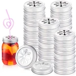Patelai 100 Pcs Masons Jar With Holes, Daisy Flower Cut Out Straw Lids, .... Fixed Price $47.84.