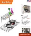 Space-saving 2-TIER Shelf: Easy Install Chrome Pull-out Under Cabinet Organizer. Fixed Price $62.95.