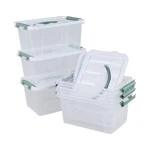 6 Pack Small Container Bins, Clear Plastic Storage Boxes With Lids, 11.14''L .... Fixed Price $39.19.