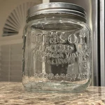 Grant Howard Mason 1868 Clear Glass Storage Jar W/ Lid 92OZ, Large Square Vgc. Fixed Price $27.99.