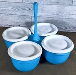 Tupperware Essentials Condiment Caddy Blossom Dip Snack Server Blue 7222A-2. Fixed Price $5.99.