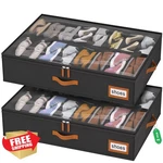 Homyfort Under Bed Shoe Organizer Box Fits 32 Pairs Set Of Clear. Fixed Price $44.99.