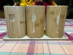 Lyellfe Silverware Holder Bamboo Utensil Organizer With Tray Rustic Farmhouse.... Fixed Price $5.99.