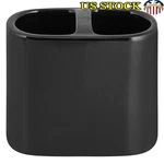 Ceramic Toothbrush Holder Glossy Black Bathroom Organizer 2 Openings Storage New. Fixed Price $16.53.