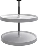 28" 2-TIER Lazy Susan Corner Organizer Double Shelf Spice/can Holder, White. Fixed Price $141.99.