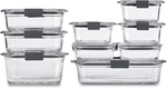 Rubbermaid Brilliance Glass Food Storage Set, Assorted Sizes 9 Pieces Leak Proof. Fixed Price $134.38.