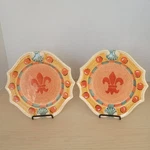 Horchow Medici Ceramic Hand Painted Fleur De Lis Salad Plate 9.25" Set Of. Fixed Price $32.99.