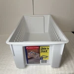 Rubbermaid Slide 'n Stack #5577 White Storage Basket Plastic Bin. Euc. Fixed Price $34.79.