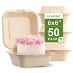 50 Count Harvest Pack X 6" Compostable Clamshell Take Out Food Containers,.... Fixed Price $26.85.
