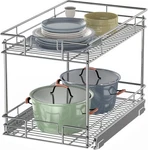 Lovmor Cabinet 2-TIER Pull Out Organizers 14" W X 21" D Chrome. Fixed Price $79.00.