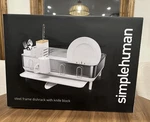 New Simplehuman Stainless Steel Frame Dish Drying Rack White With Knife Block. Fixed Price $75.00.