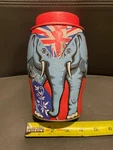 Williamson Tea Abstract British Flag Elephant Metal Canister Caddy Tin. Fixed Price $19.99.