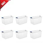 (6 Pack) Sterilite Large Storage Bin, 66 Quart Clear Plastic Container. Fixed Price $52.99.