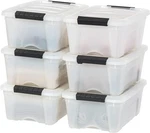 Iris Usa 13 Qt Stackable Plastic Storage Bins With - 6 Pack, Pearl. Fixed Price $50.05.