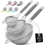 Premium Stainless Steel Fine Mesh Strainer Set Of 3 Kitchen Sieves. Fixed Price $15.49.