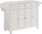 Crosley Cambridge White Rolling Kitchen Island With Stone Top & Storage Cart. Fixed Price $857.99.