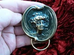 (E463) Gibson Woman With Hair Bun Brass Eyeglass Pin Pendant Id Badge Holder. Fixed Price $20.99.