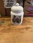X7 X11 White Porcelain Dog Treat Jar The Best Of Show Pomeranian. Fixed Price $49.99.