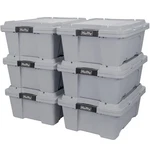 12 Gal Plastic Utility Storage Tote Gray 6PC Stackable Container Box Bins W/lids. Fixed Price $75.81.