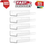 5-PACK 15-IN Clear Acrylic Floating Shelves Wall Mounted Upsimples Book Display. Fixed Price $19.99.