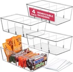 Oizeir Clear Pantry Organizer Bins 4-PACK Fridge With 3 Removable Di. Fixed Price $26.96.