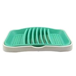 Smart Home 17-INCH Low Profile Dish Drying Rack With Drip Tray Green/white. Fixed Price $14.99.