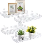 Metal Grid Wall Baskets With Hooks - 4 Pack White Storage Organizer For Kitchen. Fixed Price $76.99.