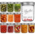 Eleganttime Wide Mouth Mason Jars 16 OZ,12 Pack Canning With Lids,airtig.... Fixed Price $37.74.