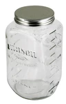 Grant Howard Mason Classics Glass Storage Jar, Metal Emboss Top, 64 Ounces. Fixed Price $22.99.