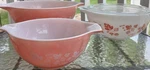 Pyrex Pink Gooseberry Glass Mixing Bowl Set Of 3 With Lids. Fixed Price $300.00.