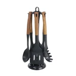 Megachef Black Nylon Cooking Utensils With Wood Design, Set Of 7. Fixed Price $83.21.