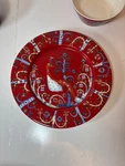 Iittala Taika Salad Plate Red Pattern 8.5 Finland. Fixed Price $35.00.