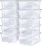 2 Pack Large Clear Plastic Storage Bins With Lids Stackable Organiser Boxes. Fixed Price $37.99.