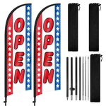 Open Feather Flag With Pole And Ground Stake 8FT, Sign Swooper Adve.... Fixed Price $56.25.